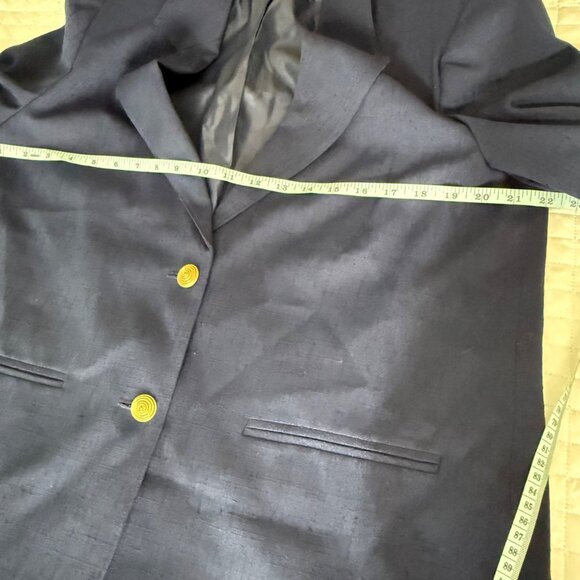 Vintage Sag Harbor Petite Womens Navy Blazer Size 14P 2-Button Polyester Blend J - Picture 7 of 10